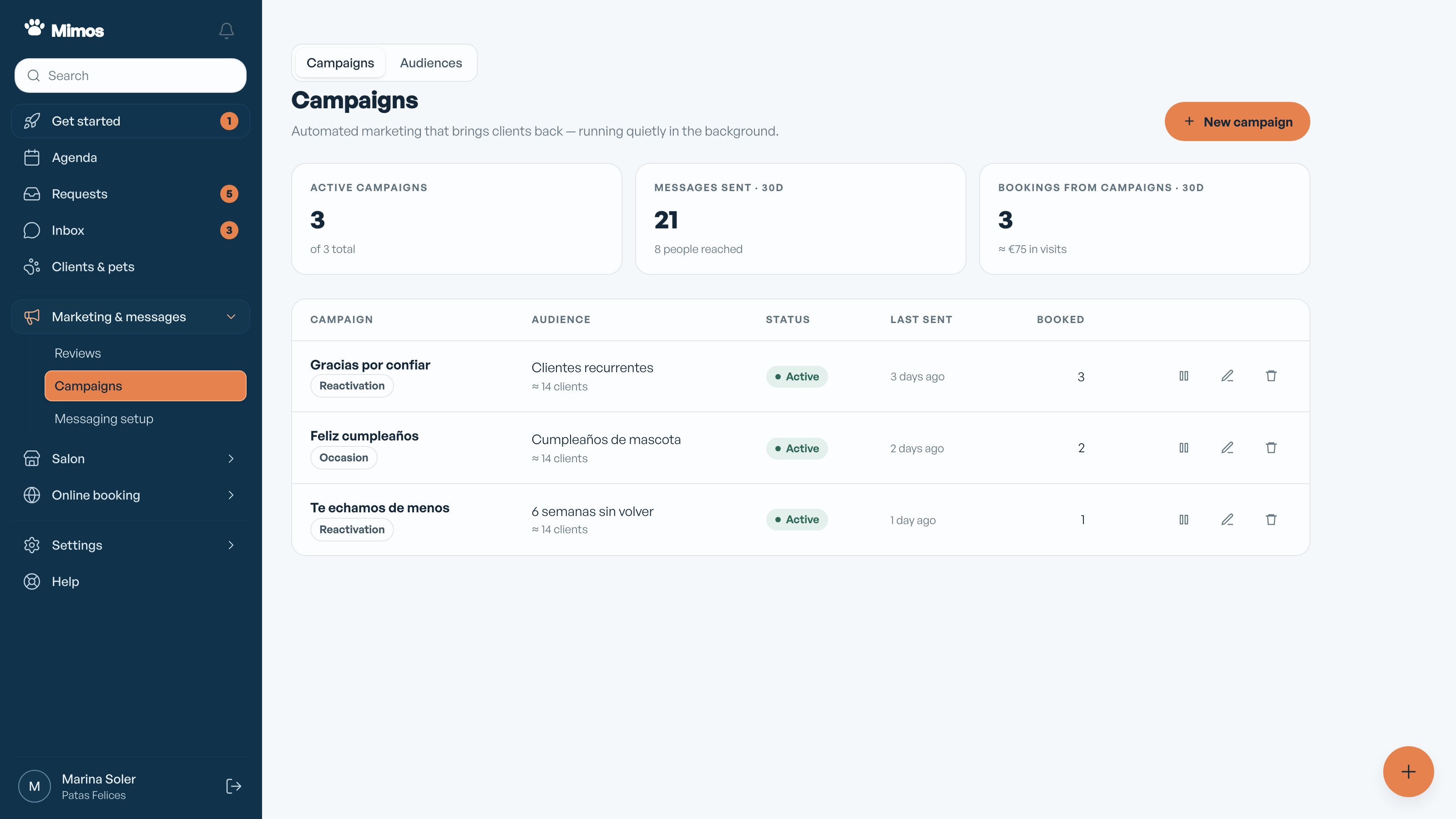 Automated campaigns in Mimos