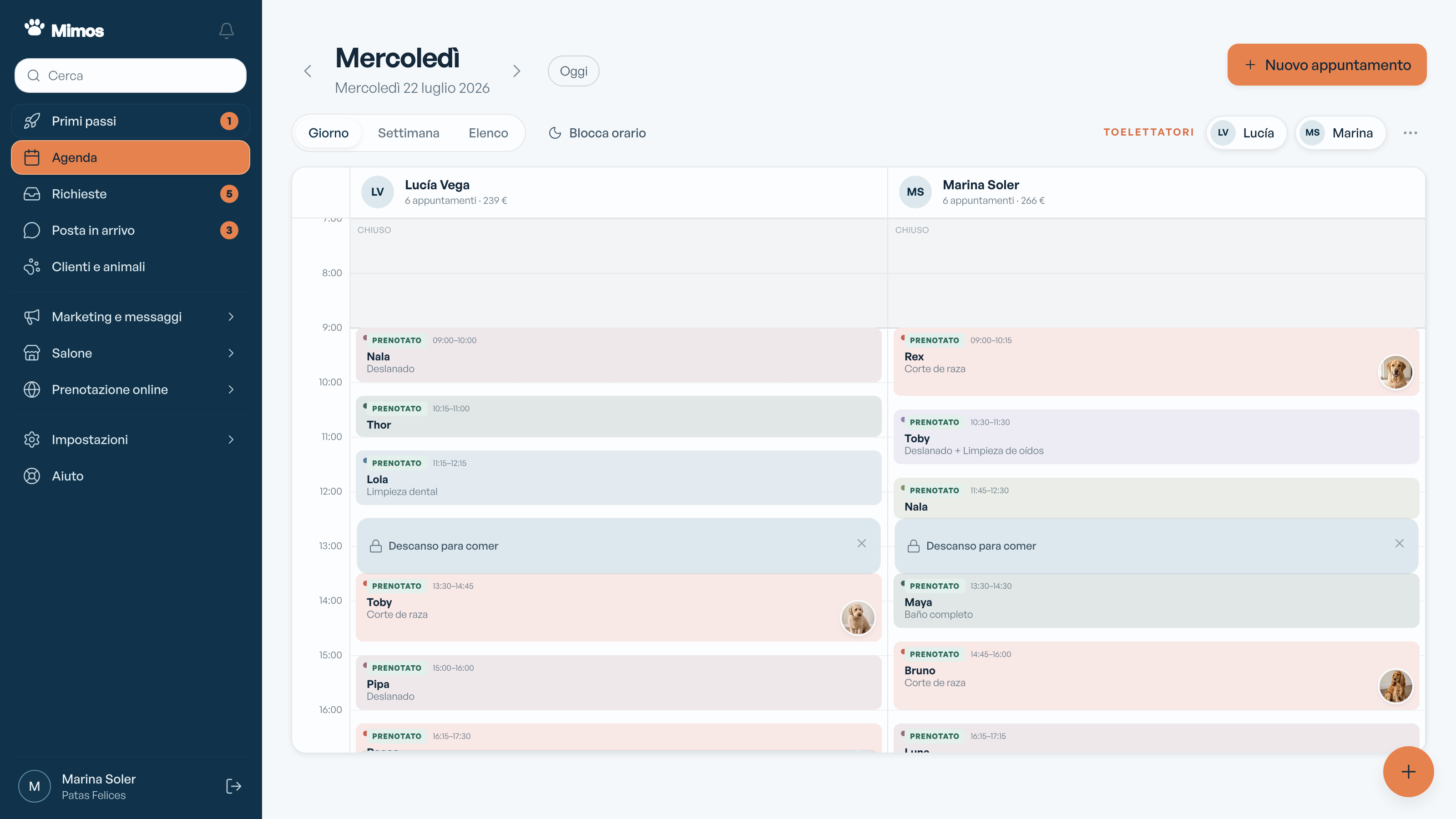 Agenda Mimos nell'app web
