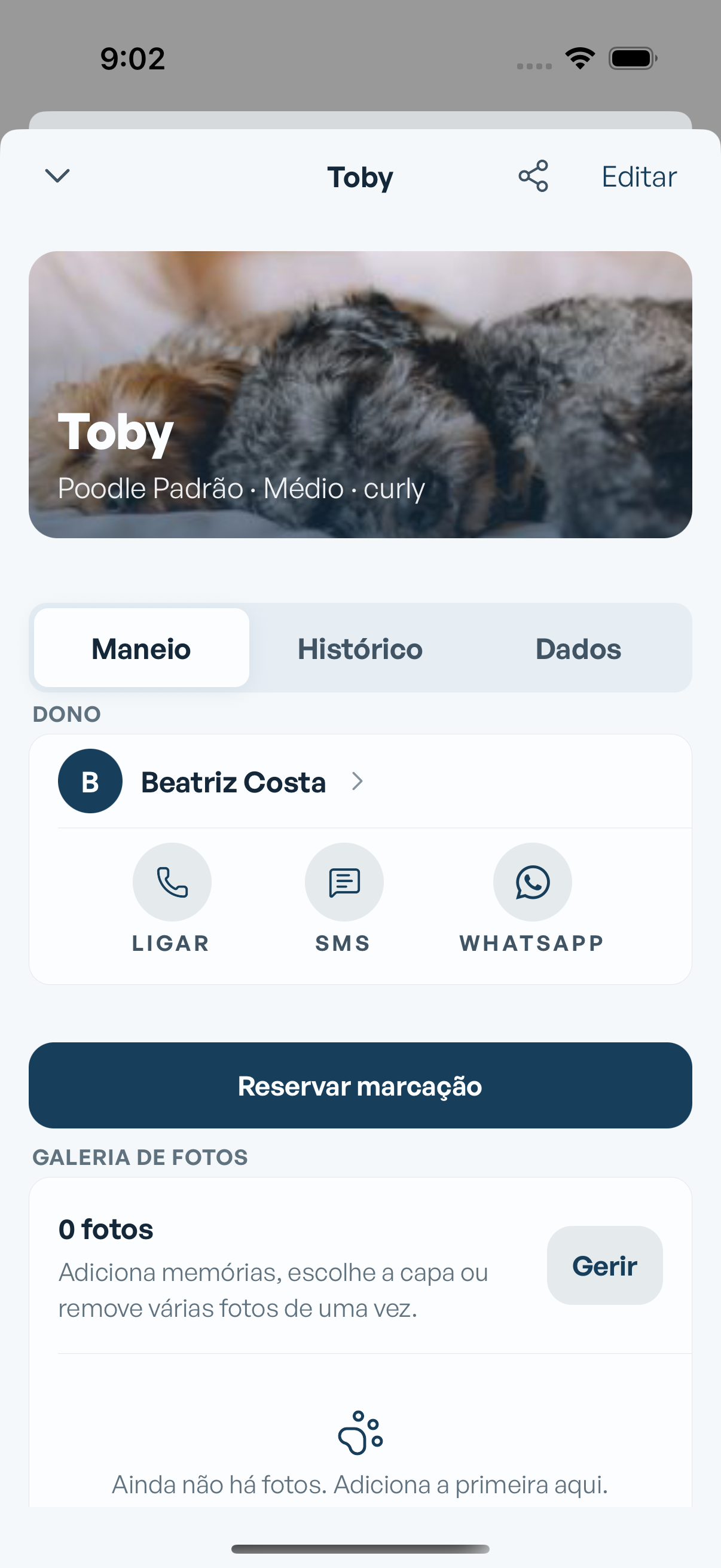 Cadastro de cliente e pet no Mimos