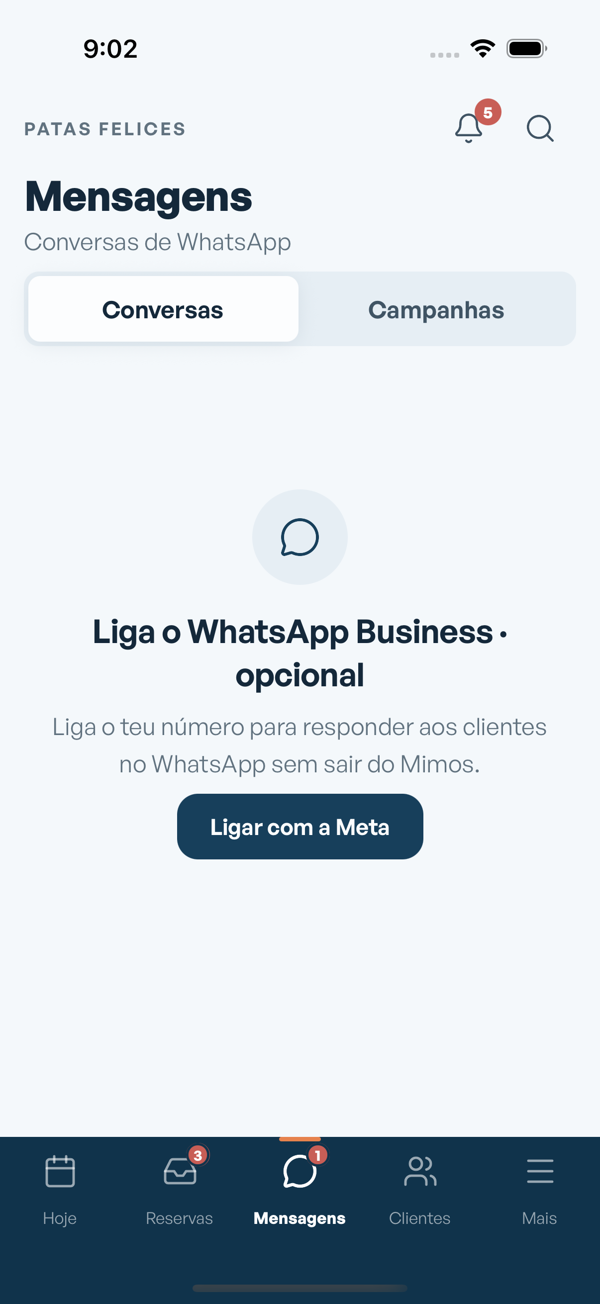 Mensagens do WhatsApp no Mimos